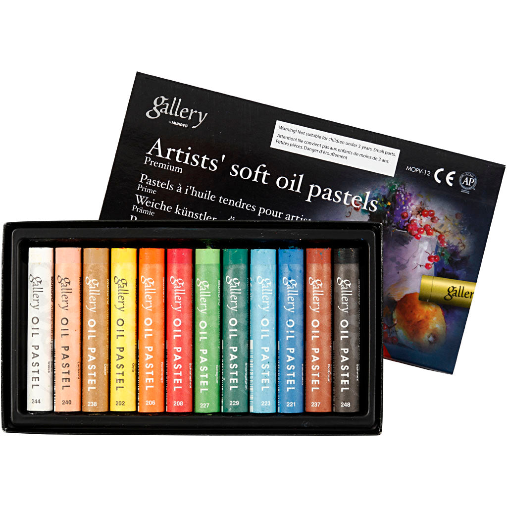 Pasteles al óleo Gallery Premium colores surtidos L: 7 cm — 12 ud (1 pack)