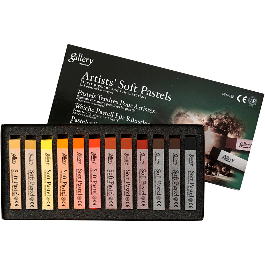 Set de pasteles blandos Gallery marrón L: 6.5 cm — 12 ud (1 pack)