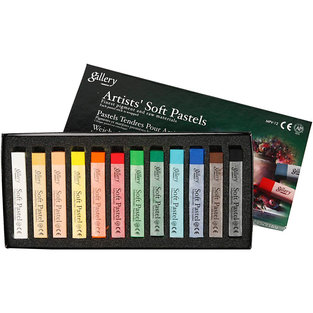 Set de pasteles blandos Gallery colores surtidos L: 6.5 cm — 12 ud (1 pack)