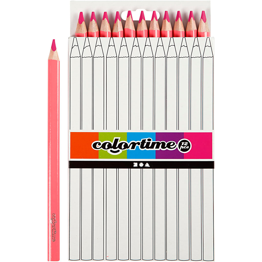 Lápices de colores Colortime rosa L: 17.45 cm — 12 ud (1 pack)