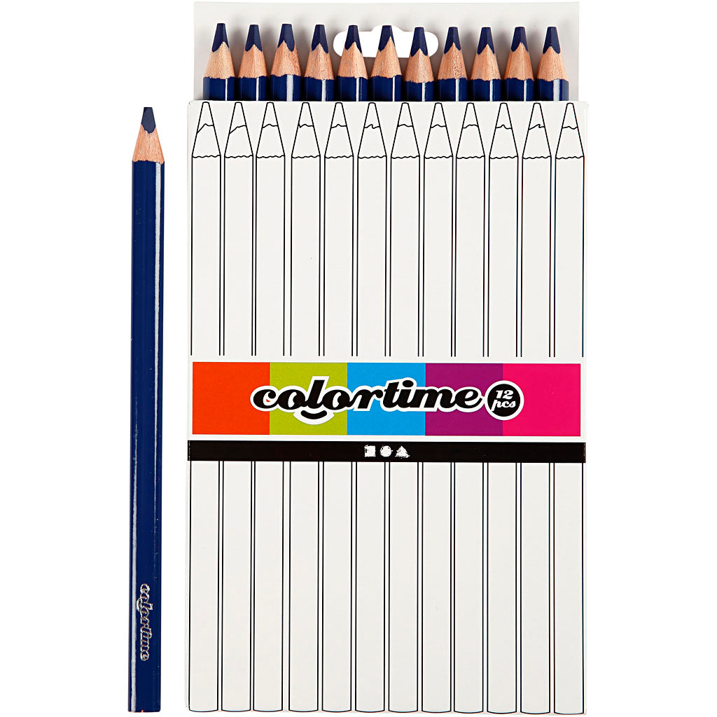 Lápices de colores Colortime azul oscuro L: 17.45 cm — 12 ud (1 pack)