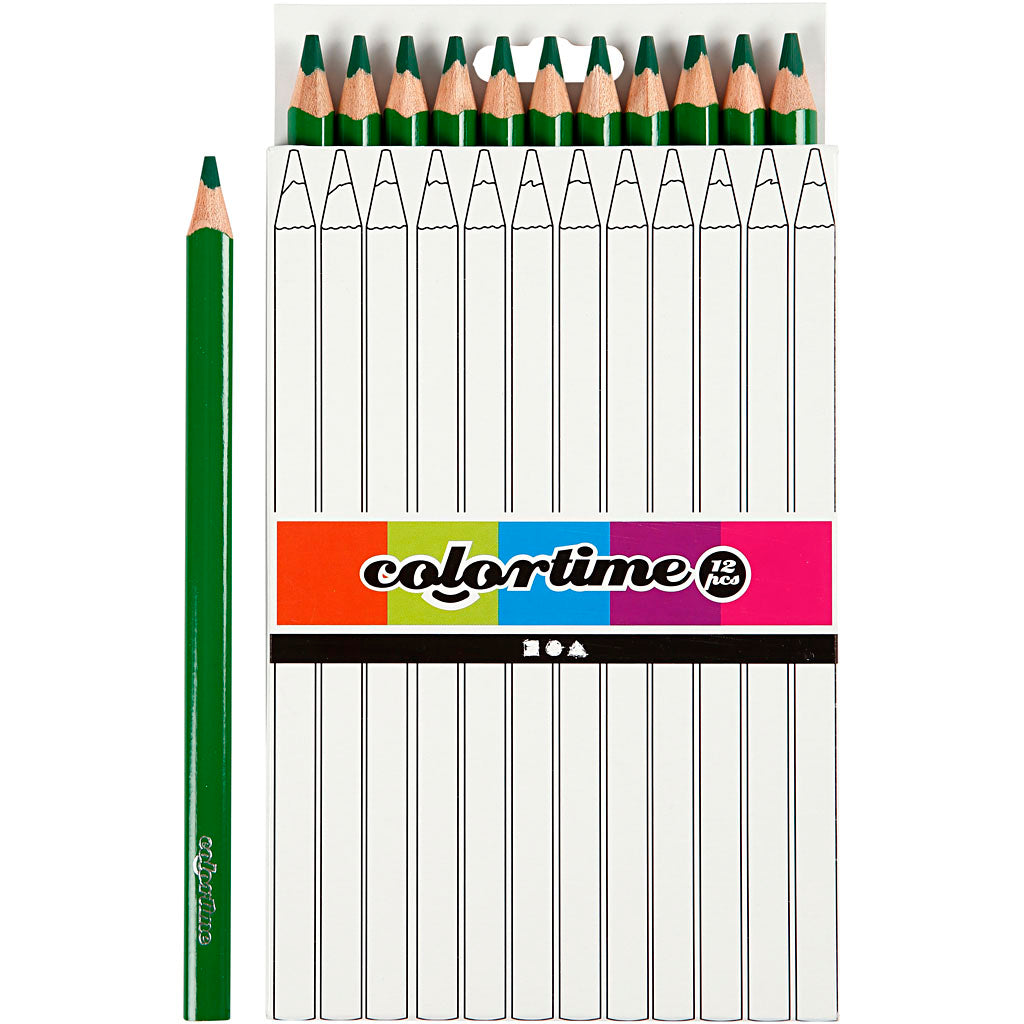 Lápices de colores Colortime verde L: 17.45 cm — 12 ud (1 pack)