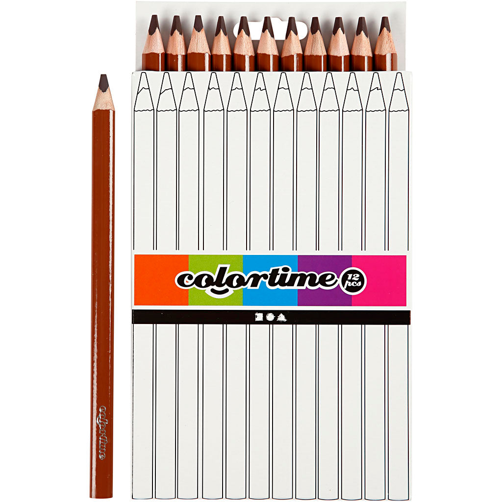 Lápices de colores Colortime marrón L: 17.45 cm — 12 ud (1 pack)