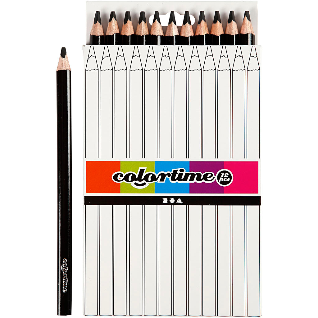 Lápices de colores Colortime negro L: 17.45 cm — 12 ud (1 pack)