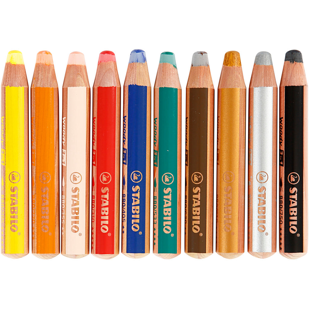 Lápices Lyra Woody 3-in-1 colores surtidos L: 11 cm — 10 ud (1 pack)