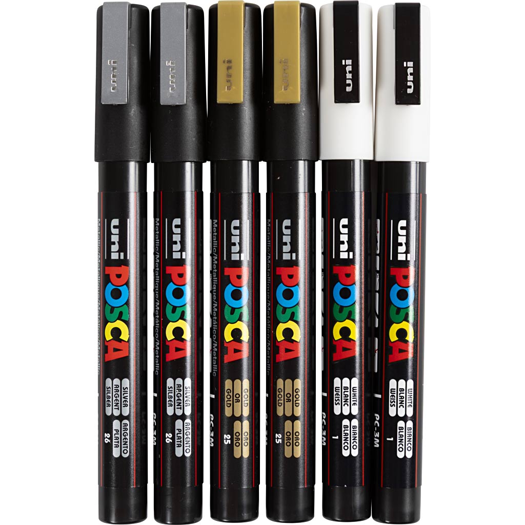 Rotulador Posca PC-3M plateado punta fina línea 0.9-1.3 mm