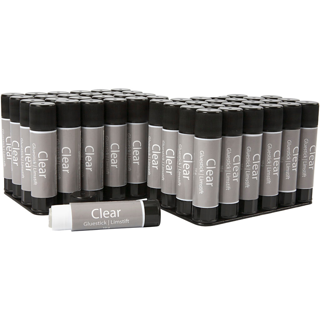 Pegamento en barra transparente redondo 10 g — 48 ud (1 pack)