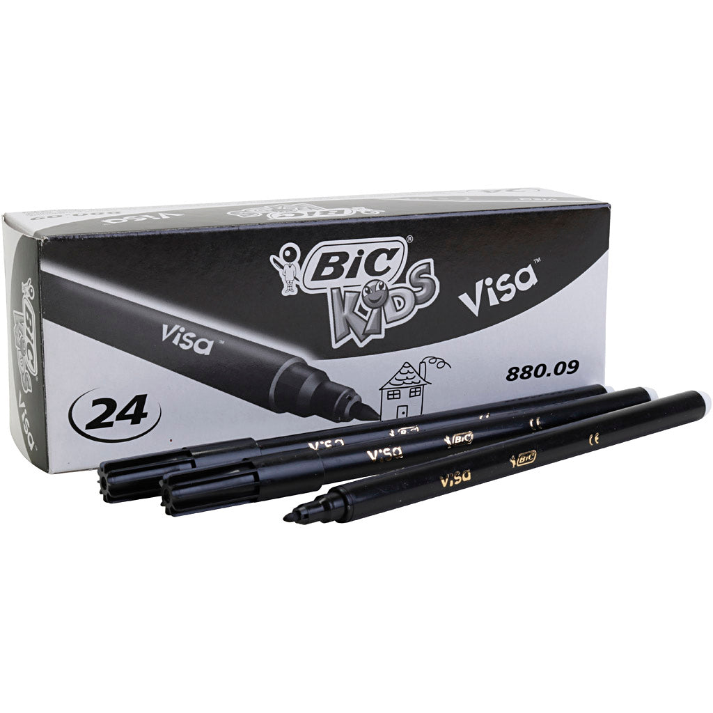 Rotulador BIC Visa Fino negro punta fina línea 0.7 mm — 24 ud (1 pack)