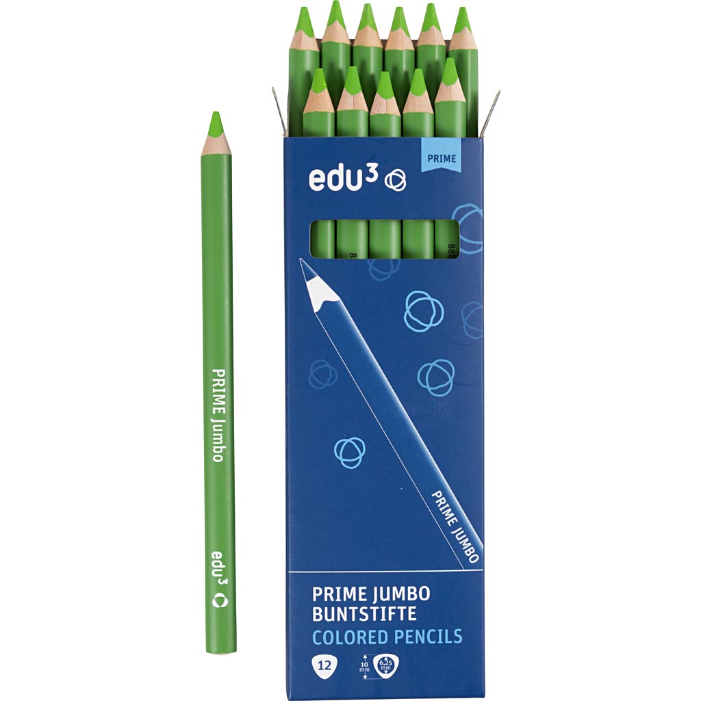 Lápices de colores EDU3 Jumbo verde claro — 12 ud (1 pack)