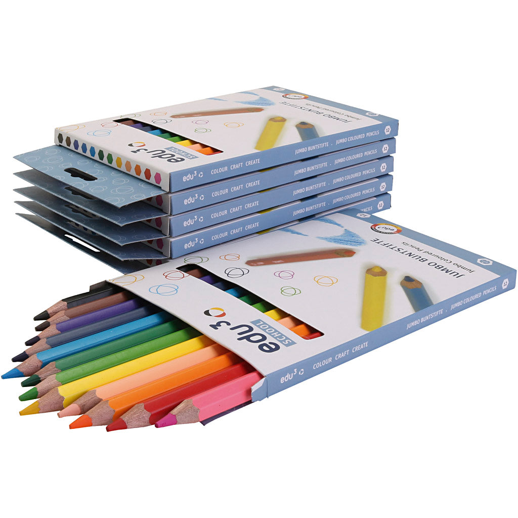 Lápices de colores EDU3 Jumbo colores surtidos — 6x12 ud (1 pack)