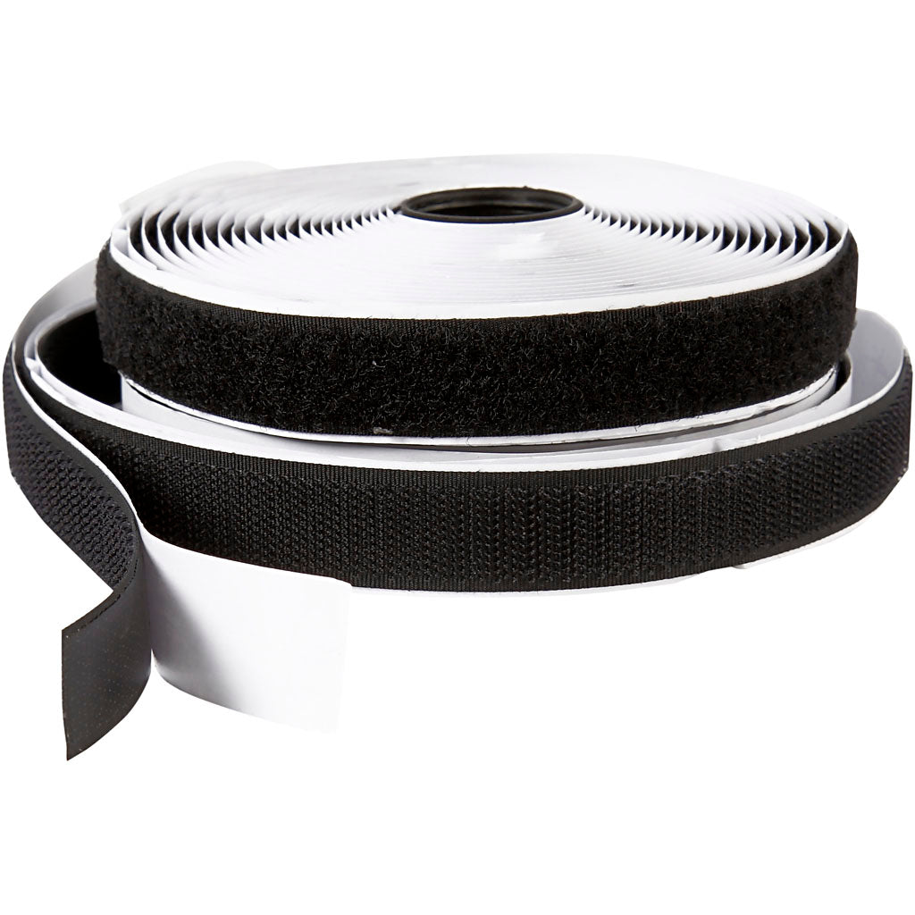 Cinta velcro negro — 5 m (1 rollo)