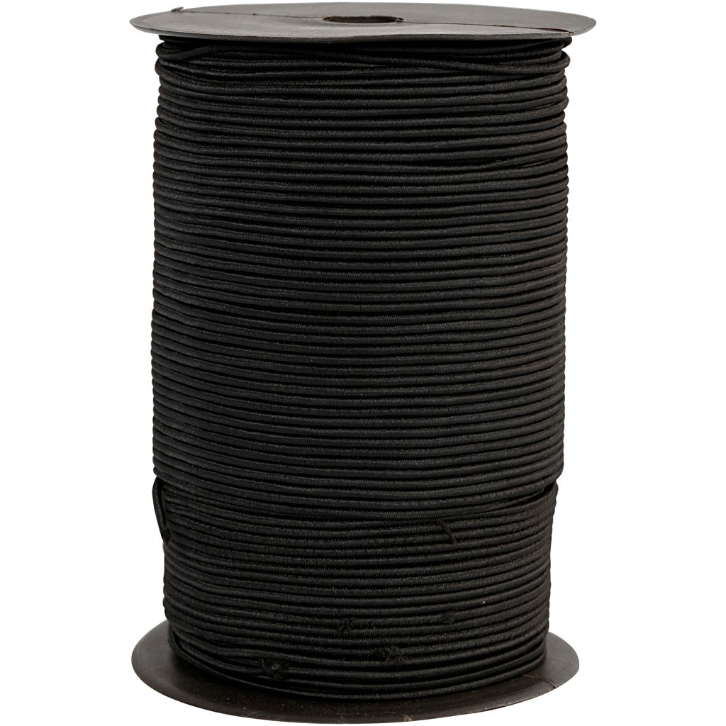Cordón elástico negro — 250 m (1 rollo)