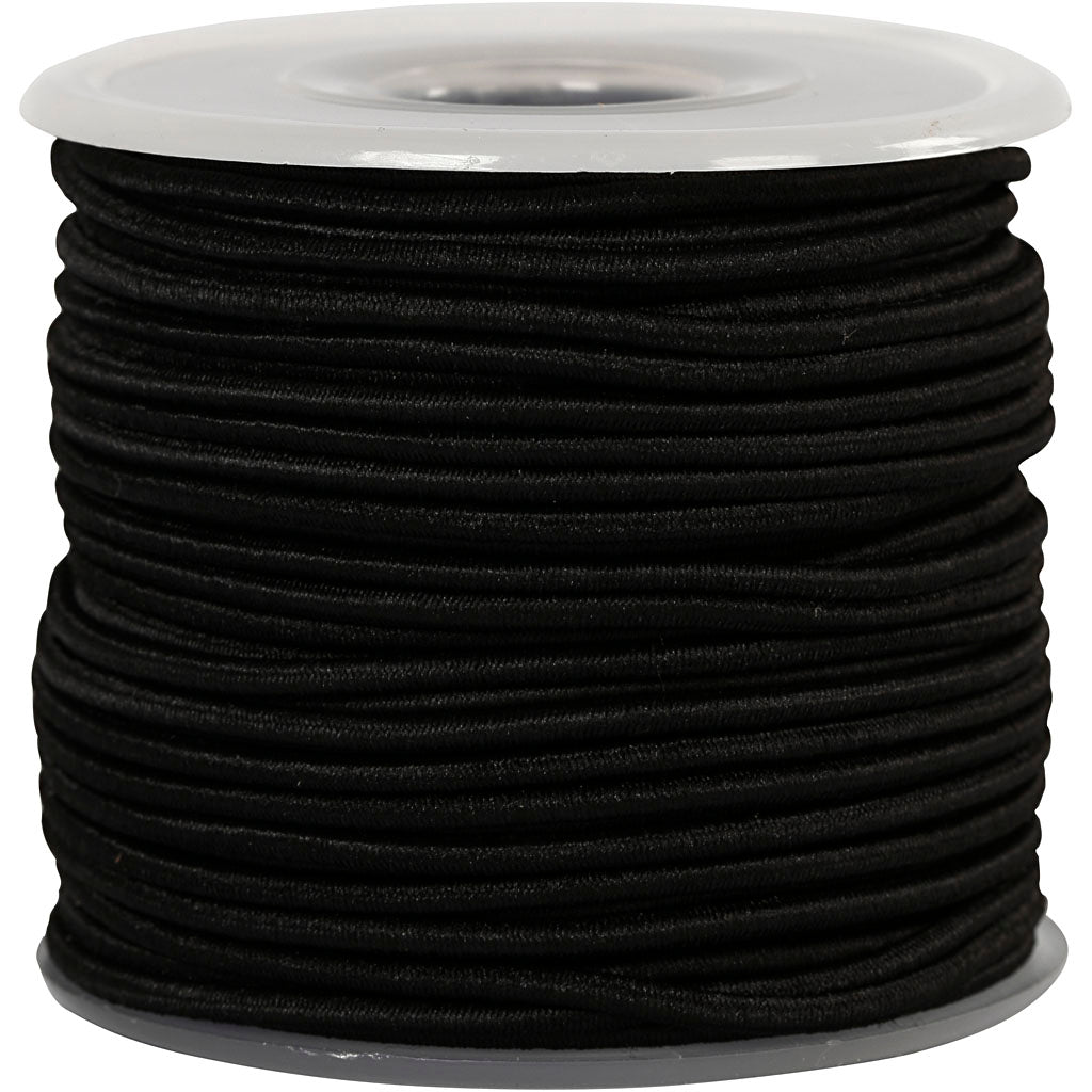 Cordón elástico negro — 25 m (1 rollo)