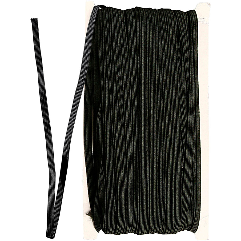 Cordón elástico para bisutería negro — 50 m (1 rollo)