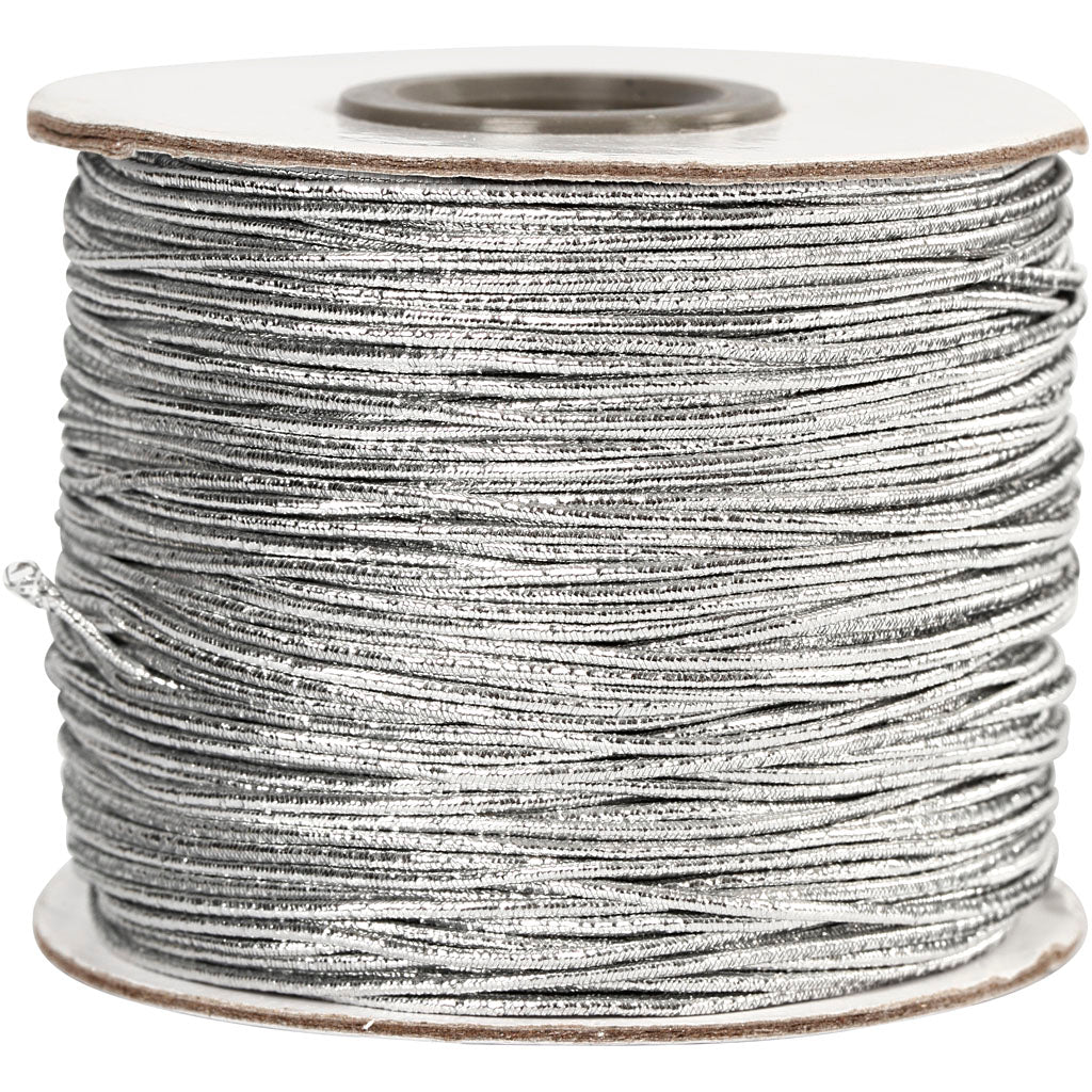 Cordón elástico para bisutería plateado — 100 m (1 rollo)