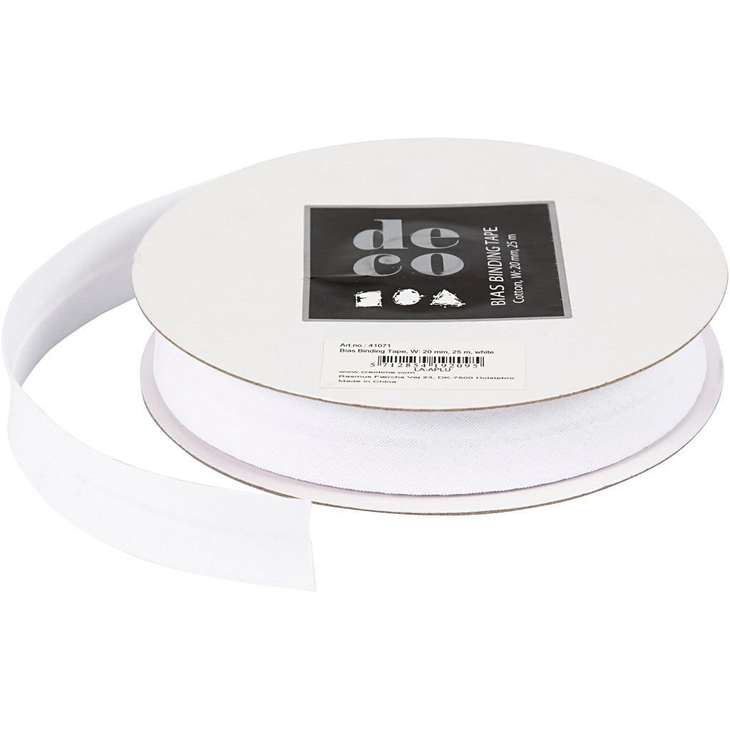 Cinta al bies blanco — 25 m (1 rollo)