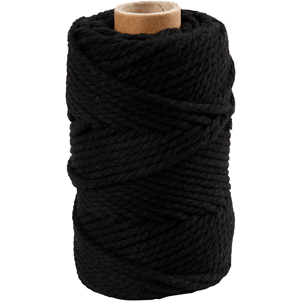 Cordón de macramé negro ⌀ 4 mm 330 g