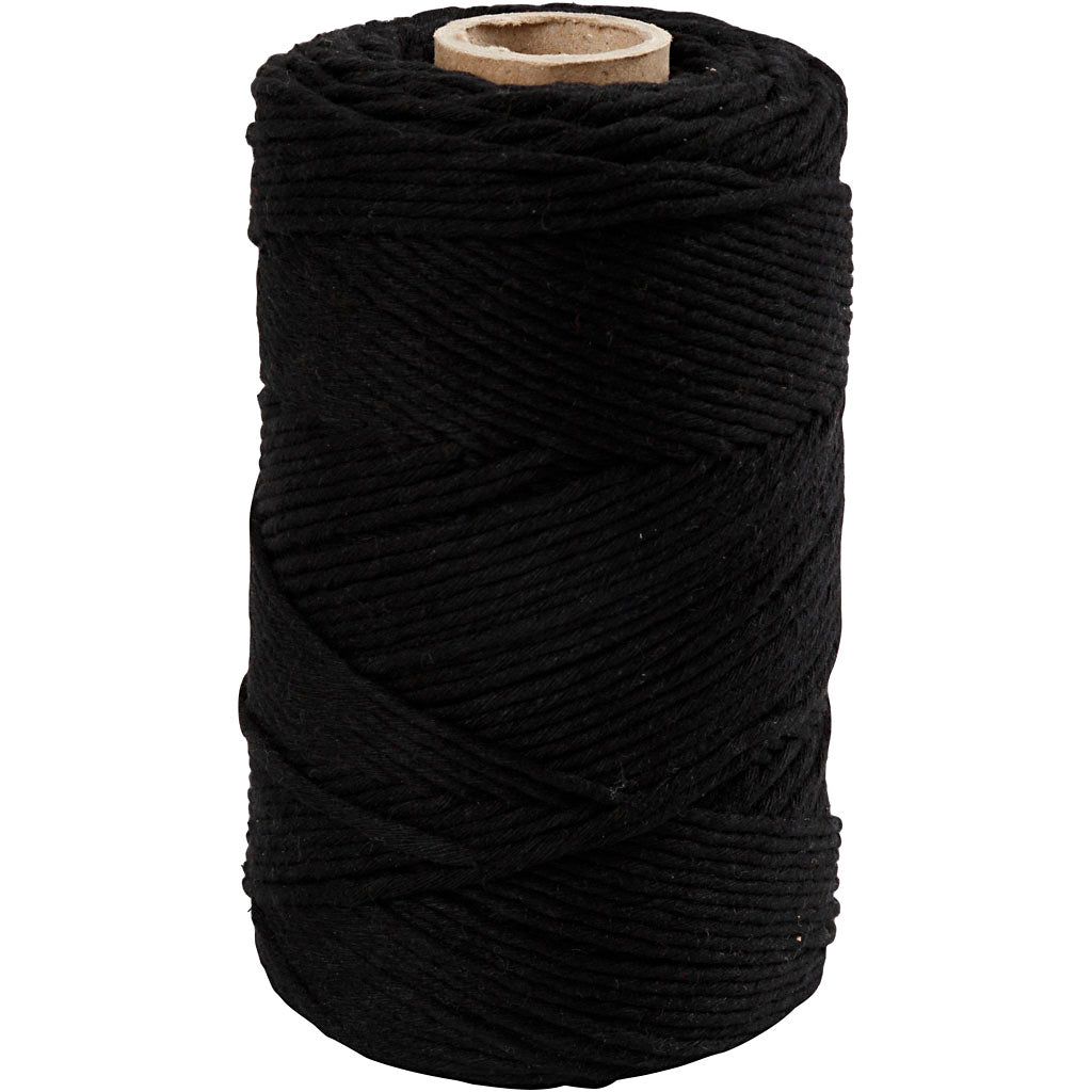Cordón de macramé negro ⌀ 2 mm 330 g