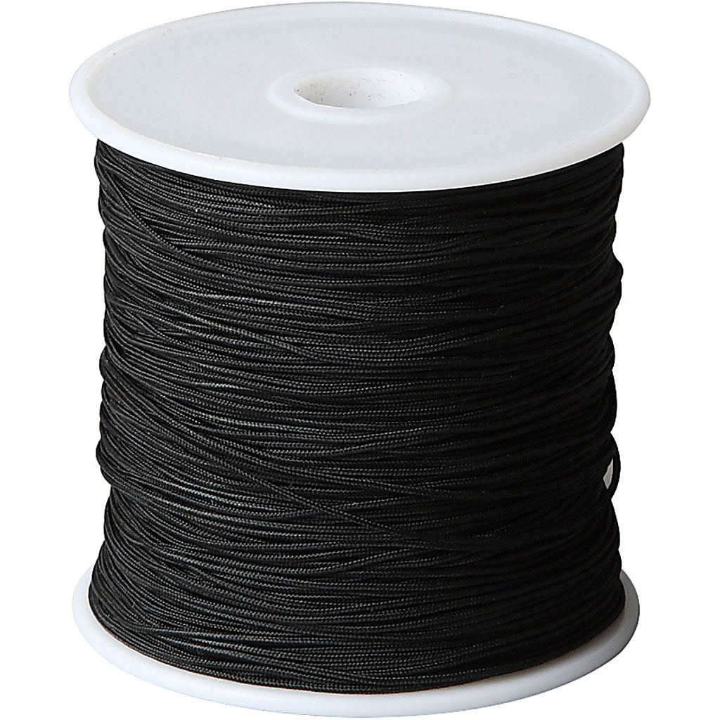 Cordón de poliéster negro — 50 m (1 rollo)