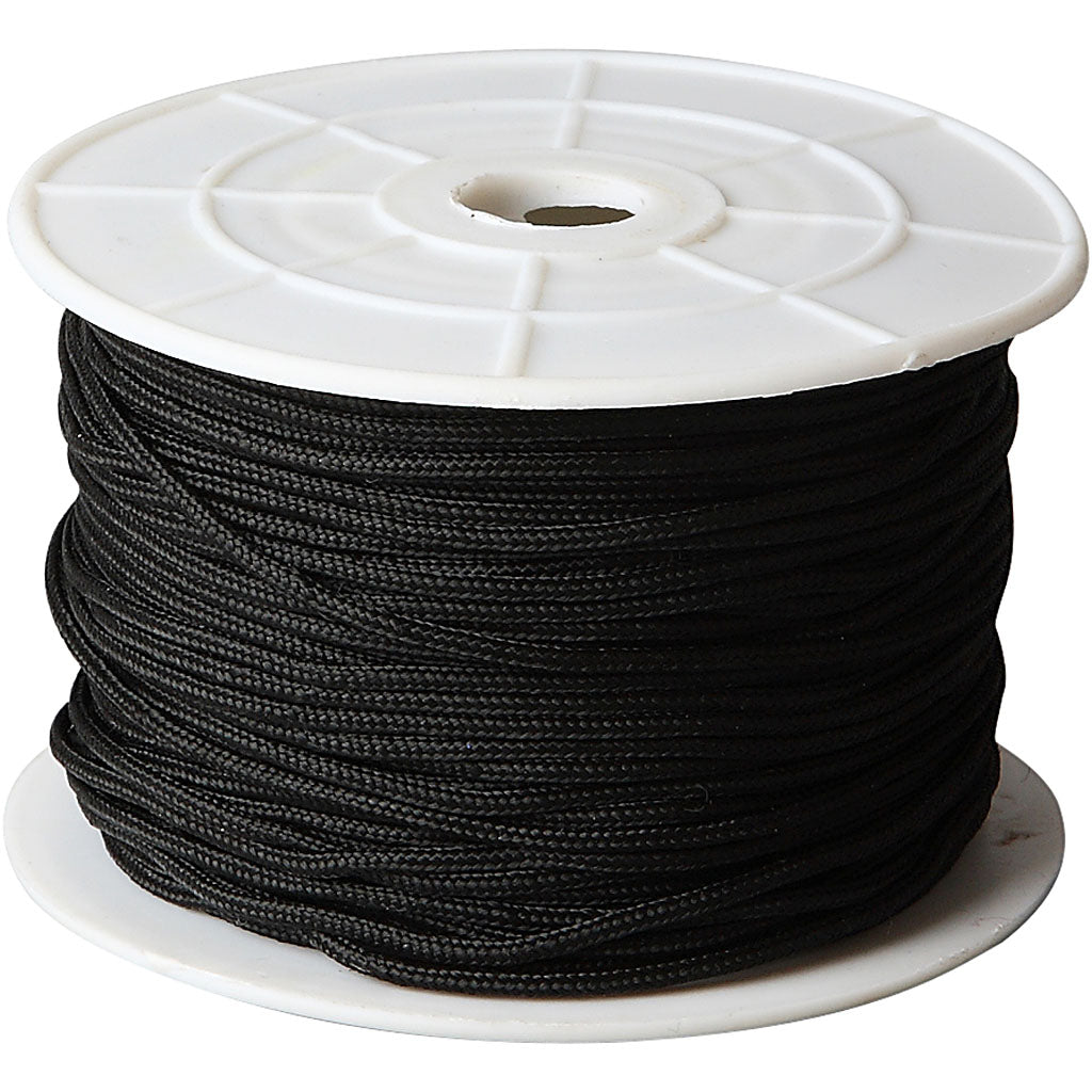 Cordón de poliéster negro — 50 m (1 rollo)