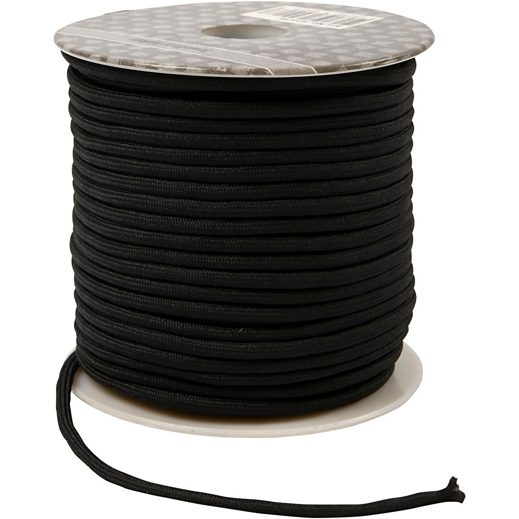 Cordón de poliéster negro — 40 m (1 rollo)
