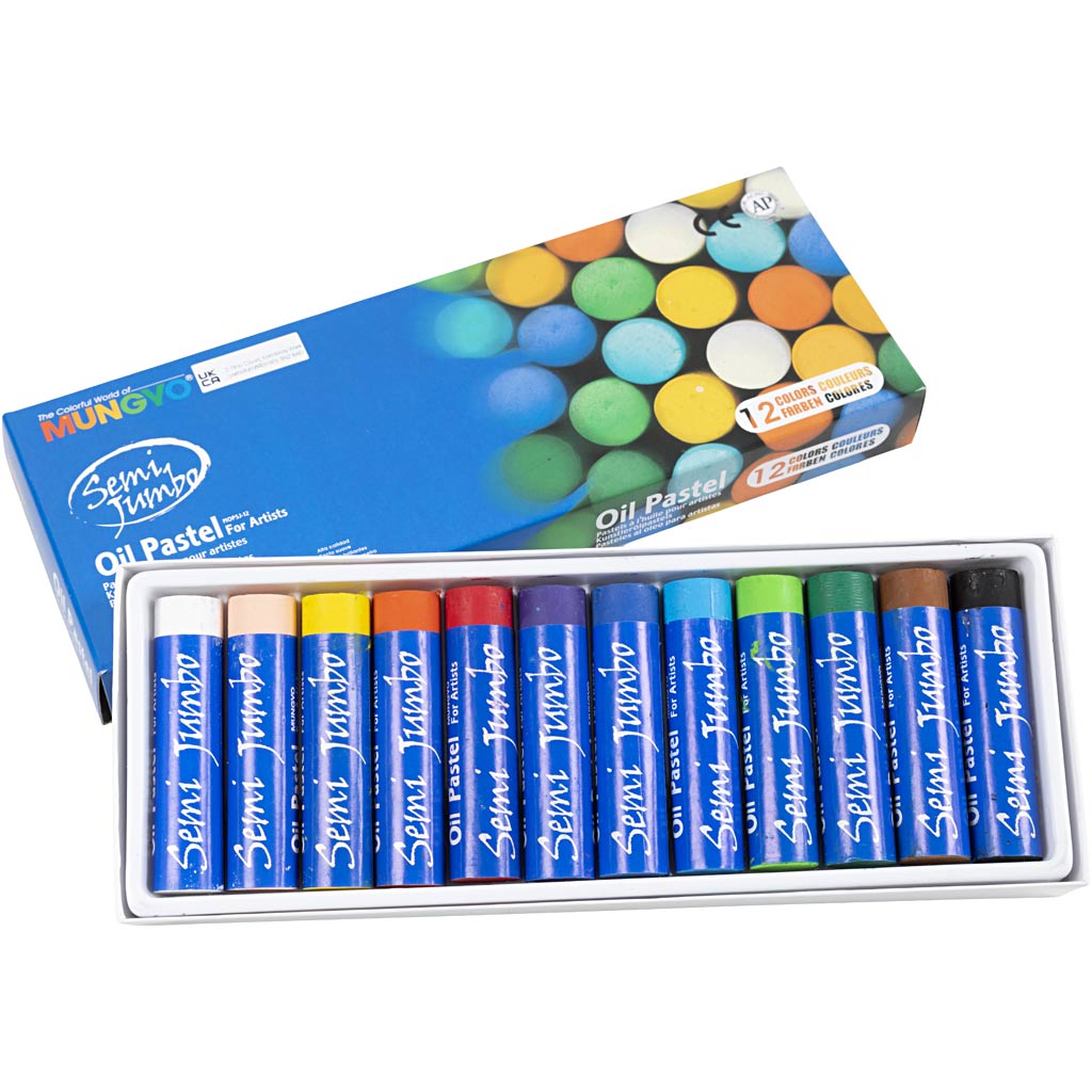 Pasteles al óleo Mungyo Maxi colores surtidos — 12 ud (1 pack)