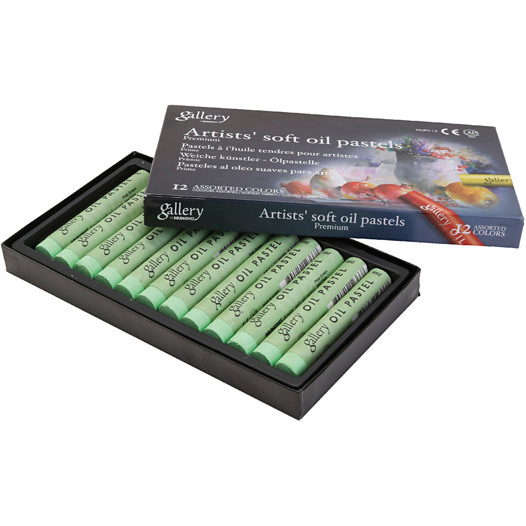 Pasteles al óleo Gallery verde claro ⌀ 11 mm — 12 ud (1 pack)