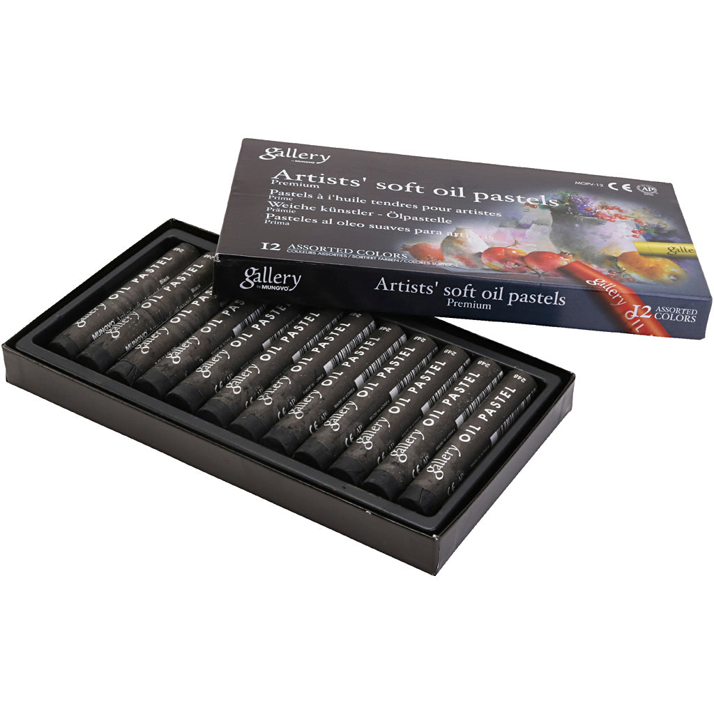 Pasteles al óleo Gallery negro ⌀ 11 mm — 12 ud (1 pack)