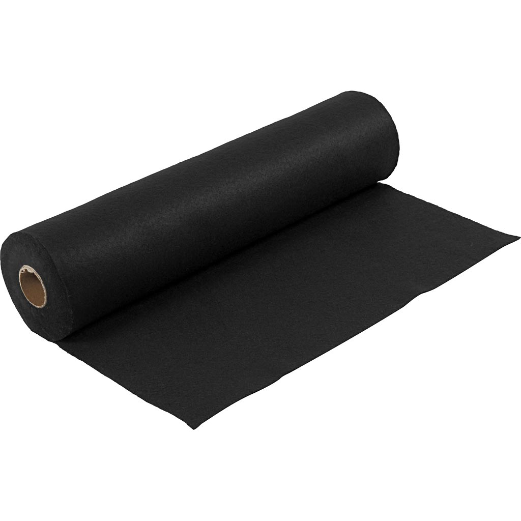 Fieltro para manualidades negro 200 g — 5 m (1 rollo)