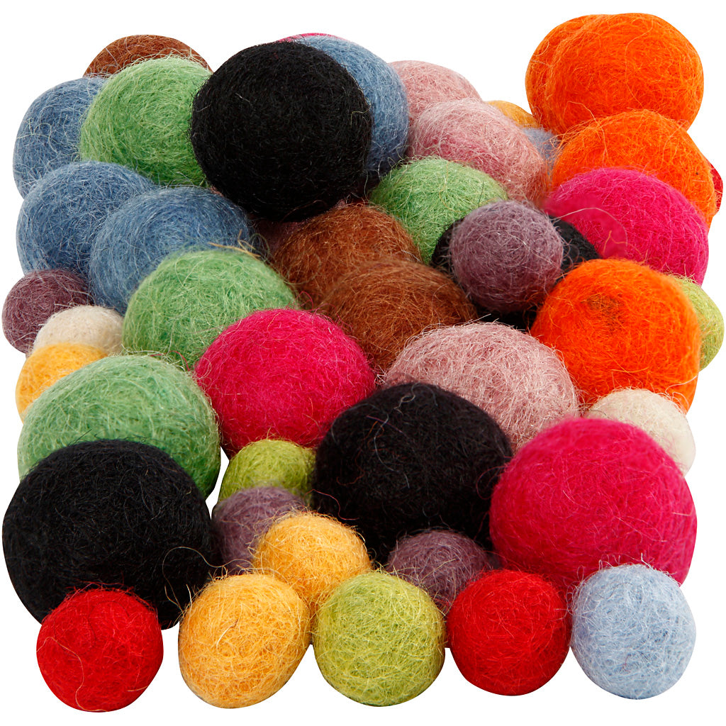 Bolas de fieltro colores surtidos — 52 ud (1 pack)