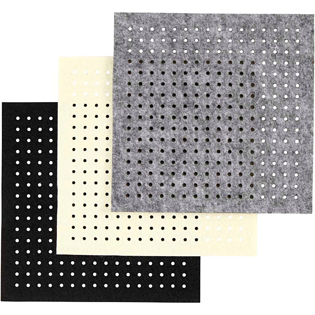 Fieltro con perforaciones hueso 20x20 cm — 3x4 hojas (1 pack)