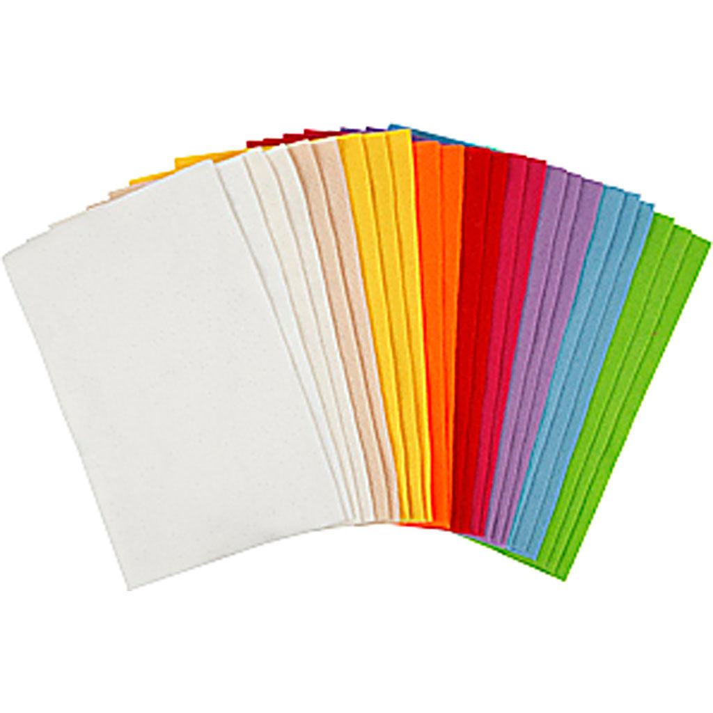 Fieltro para manualidades colores surtidos 20x30 cm 200 g — 24 hojas surt. (1 pack)
