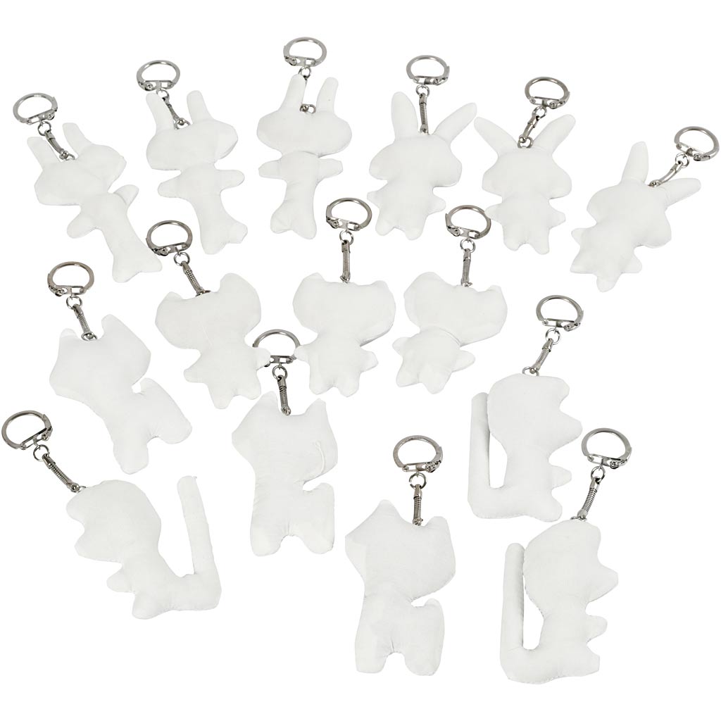 Figuras de tela con llavero blanco — 15 ud (1 pack)