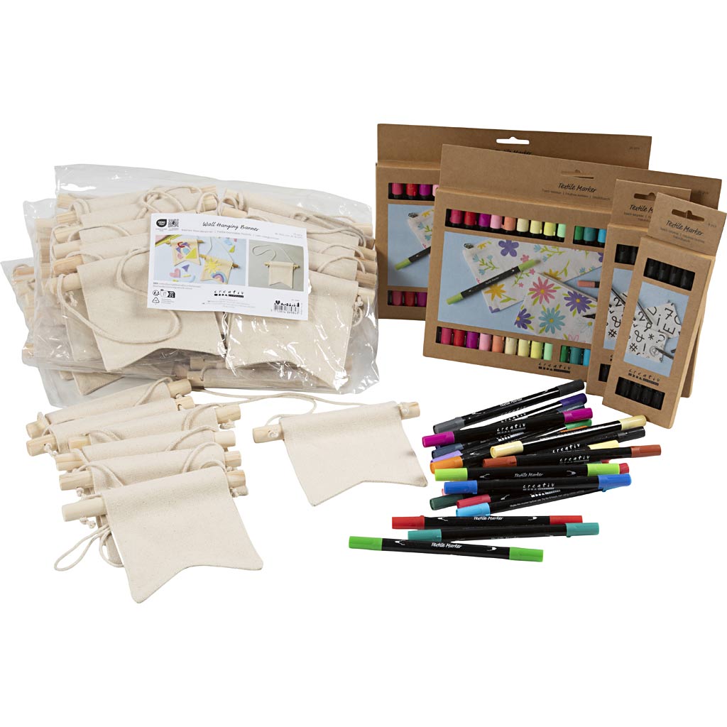 Kit en grupo: pinta tu banderola colores surtidos 10.5x12 cm — 60 ud (1 pack)
