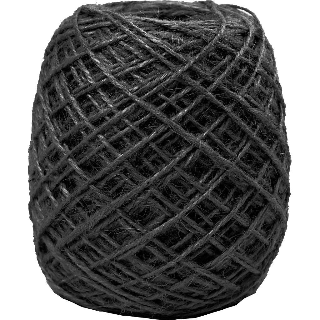 Cordón de cáñamo natural negro — 150 m (1 rollo)