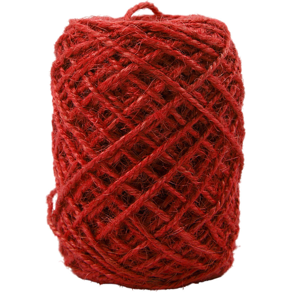 Cordón de cáñamo natural rojo — 150 m (1 rollo)
