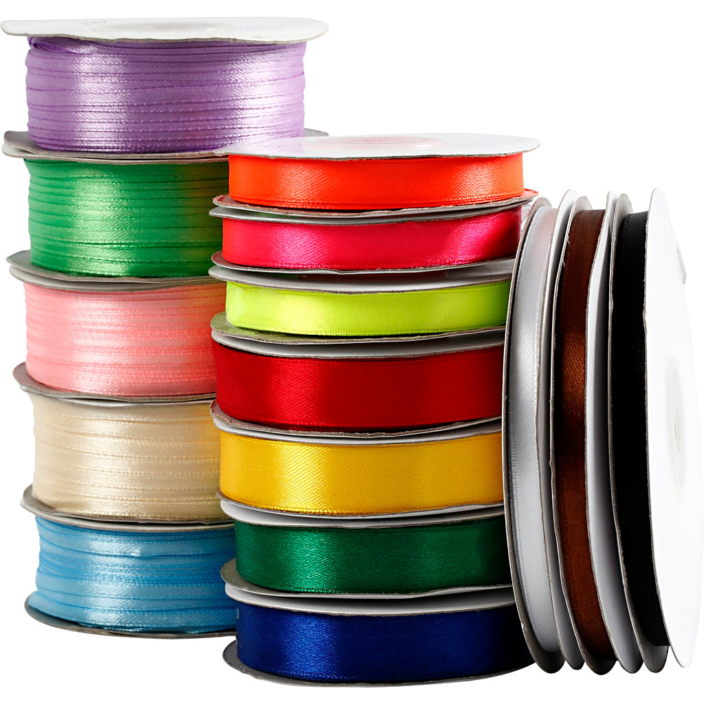 Cinta de satén colores surtidos — 15 rollo (1 pack)