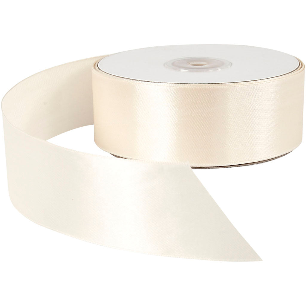 Cinta de satén crema — 50 m (1 rollo)