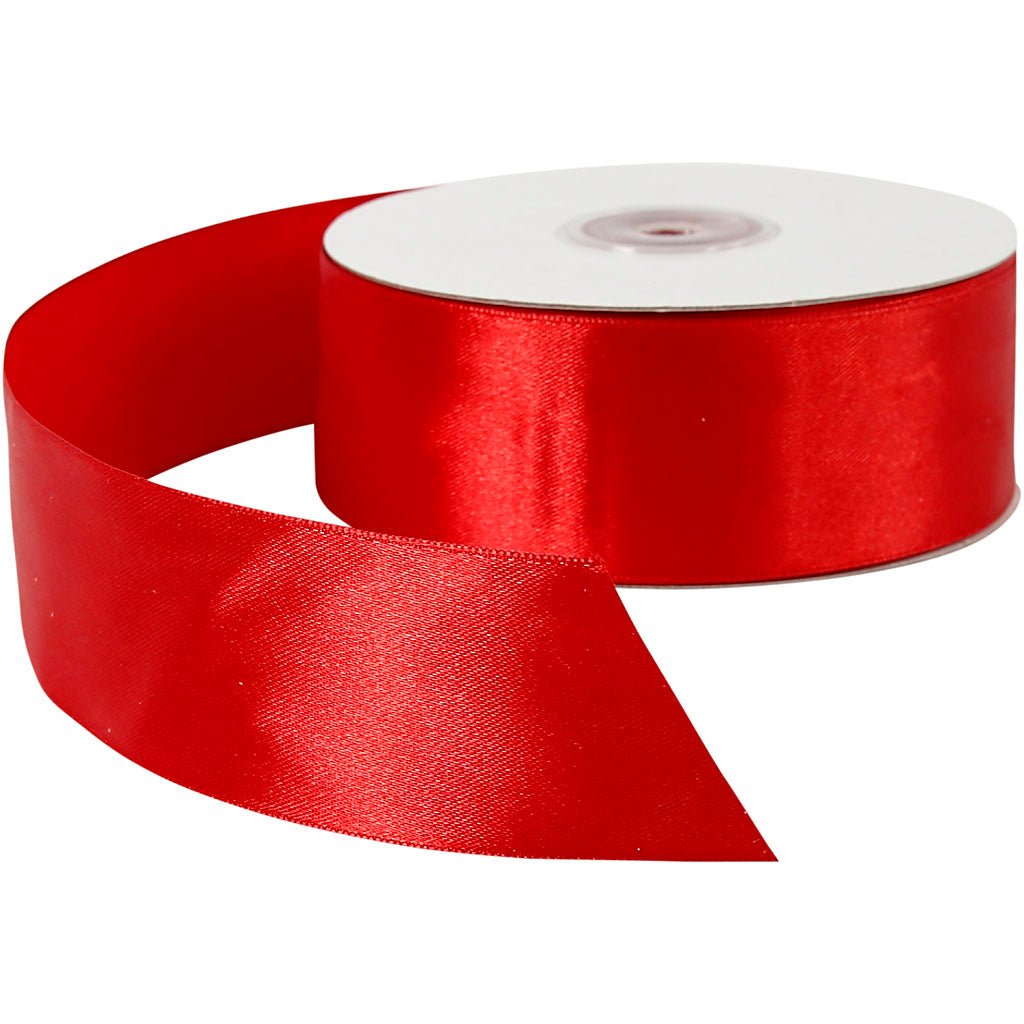 Cinta de satén rojo — 50 m (1 rollo)