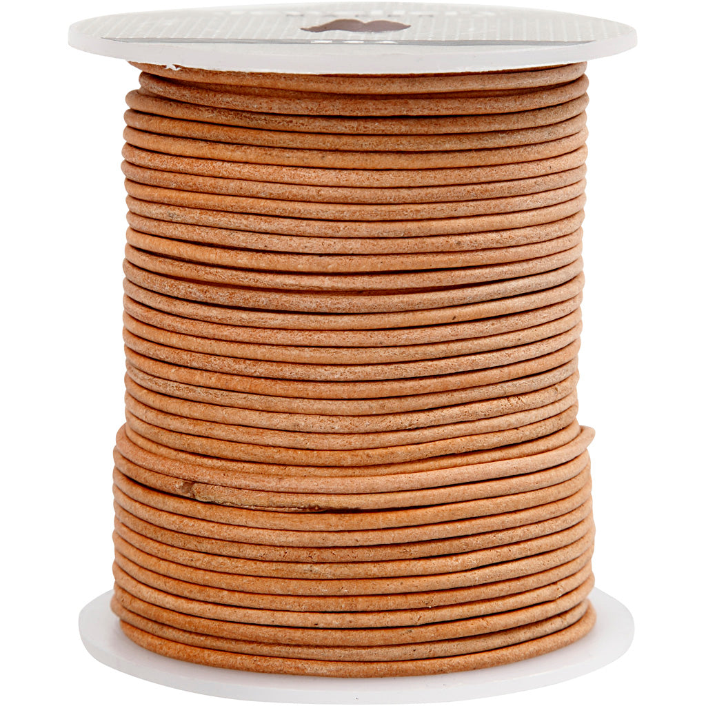 Cordón de cuero beis — 50 m (1 rollo)