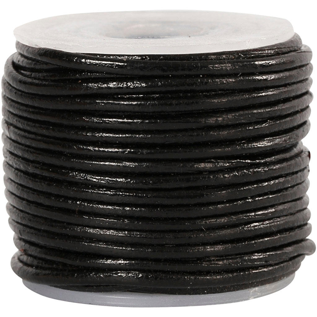 Cordón de cuero negro — 10 m (1 rollo)