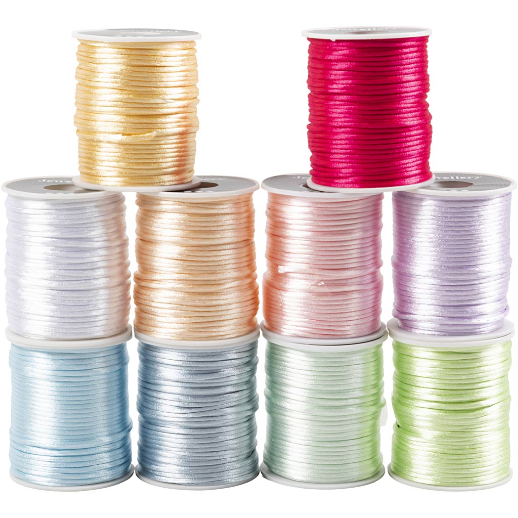 Cordón de satén colores pastel — 10x50 m (1 pack)