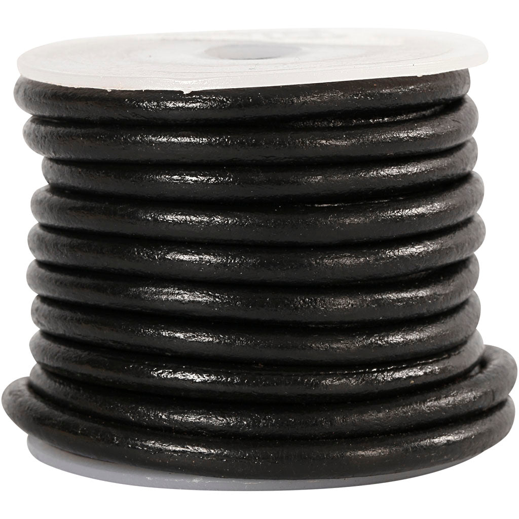 Cordón de cuero negro — 5 m (1 rollo)