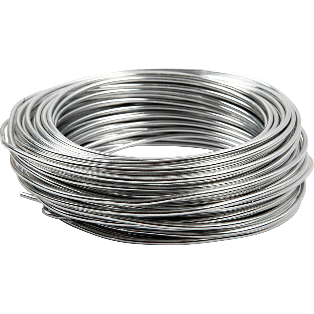 Alambre de aluminio plateado redondo — 29 m (1 rollo)