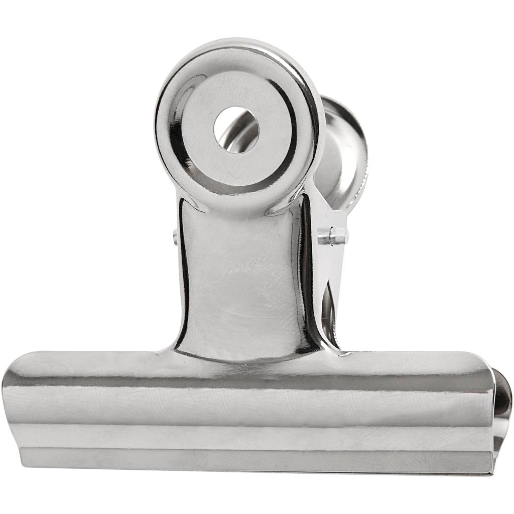 Pinza bulldog metálica plateado — 6 ud (1 pack)