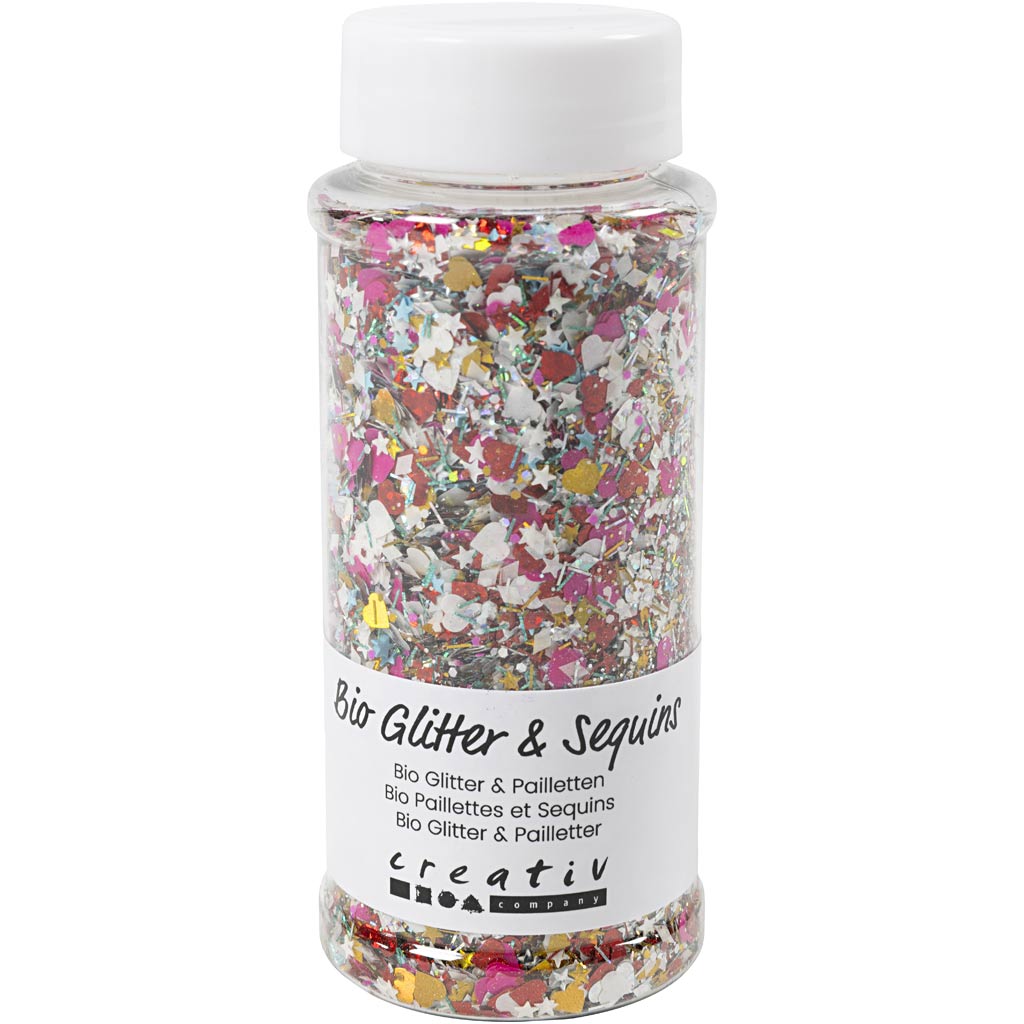 Purpurina y lentejuelas biodegradables colores surtidos 140 ml