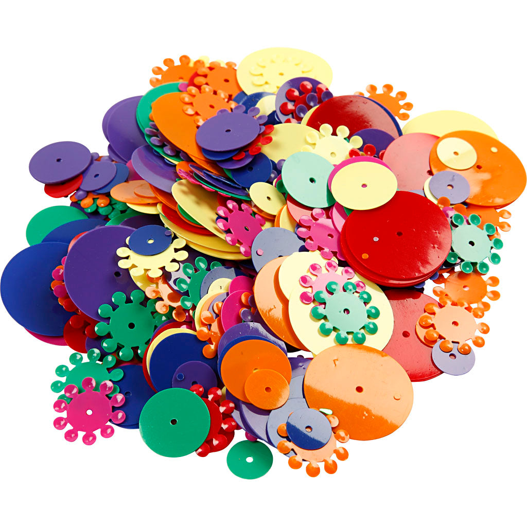 Lentejuelas colores surtidos redondo 250 g