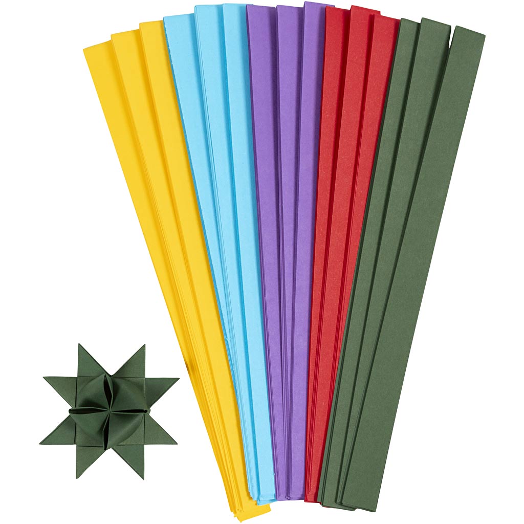 Tiras de papel para estrellas colores surtidos ⌀ 6.5 cm — 500 ud (1 pack)