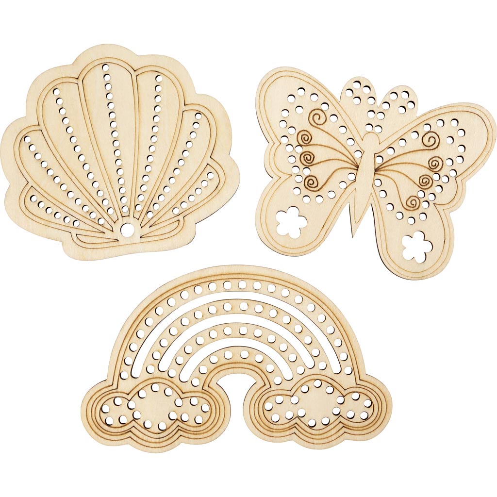 Figura de madera con orificios — 24 ud (1 pack)