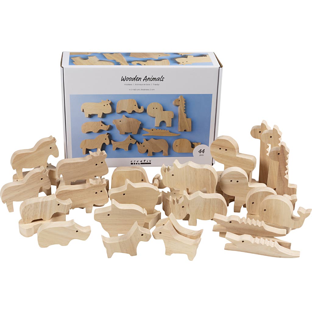 Animales de madera — 44 ud (1 pack)